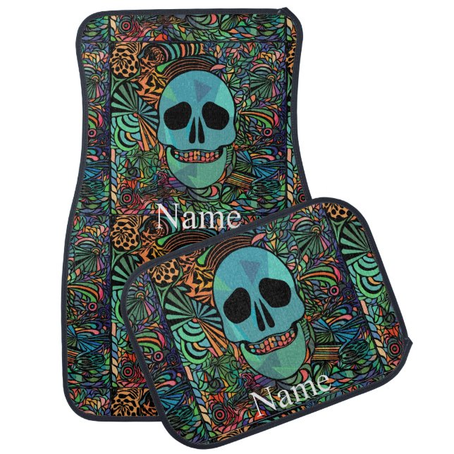 Halloween Hippie Skull Thunder_Cove  Car Floor Mat (Set)