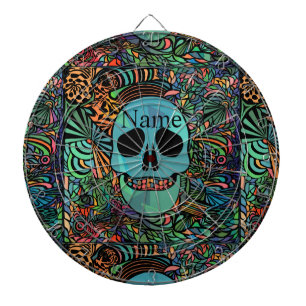 Halloween Hippie Skull Thunder_Cove Dart Board