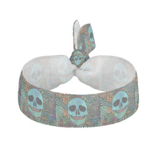 Halloween Hippie Skull Thunder_Cove Elastic Hair Tie