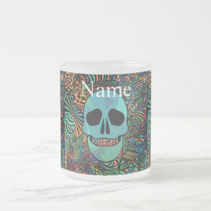 Halloween Hippie Skull Thunder_Cove  Frosted Glass Coffee Mug