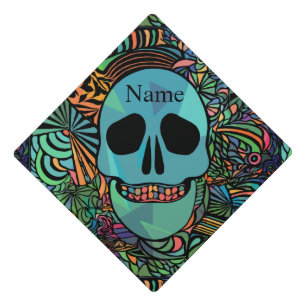 Halloween Hippie Skull Thunder_Cove Graduation Cap Topper