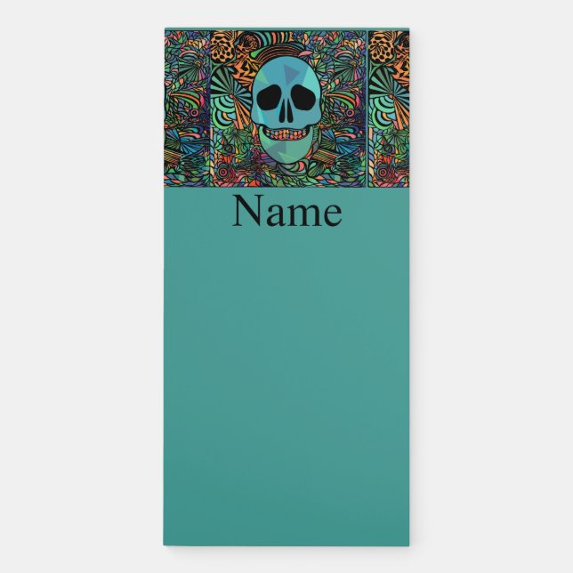 Halloween Hippie Skull Thunder_Cove Magnetic Notepad (Front)