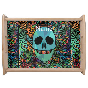 Halloween Hippie Skull Thunder_Cove  Serving Tray