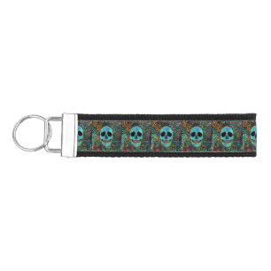 Halloween Hippie Skull Thunder_Cove Wrist Keychain