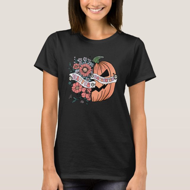 Halloween Hippie Spooky Season Boo Squad Horror Ha T-Shirt (Front)