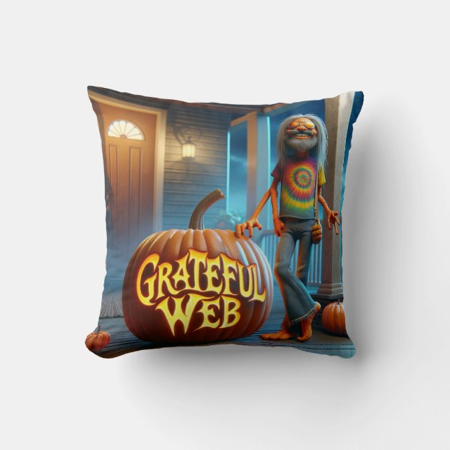 Halloween Hippie Throw Pillow (Front)