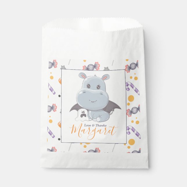 Halloween Hippopotamus Little Boo Baby Shower  Favor Bag (Front)
