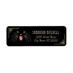 Halloween Hissing Cat Black Elegant Address Labels