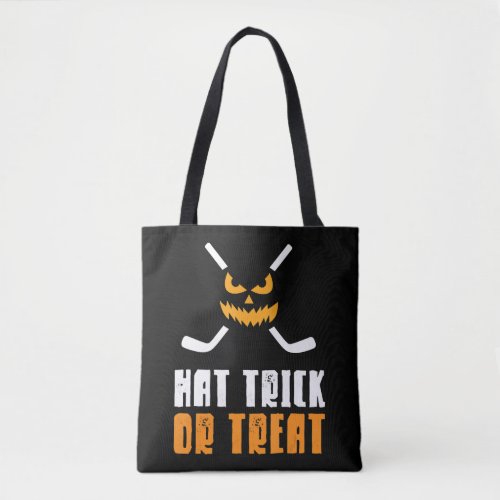 Halloween Hockey Hat Trick Or Treat Halloween Tote Bag