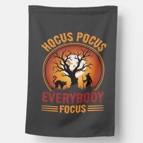 Halloween Hocus Pocus Everybody Focus Witch Tree House Flag