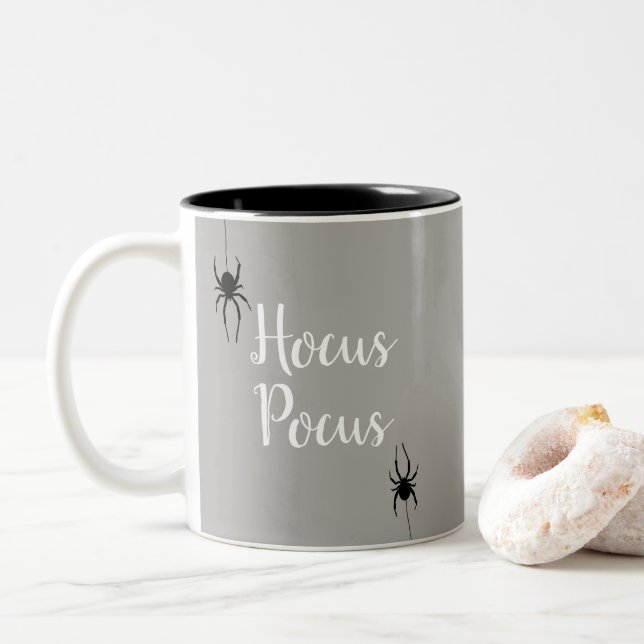 Halloween Hocus Pocus Spider Pattern Mug (With Donut)