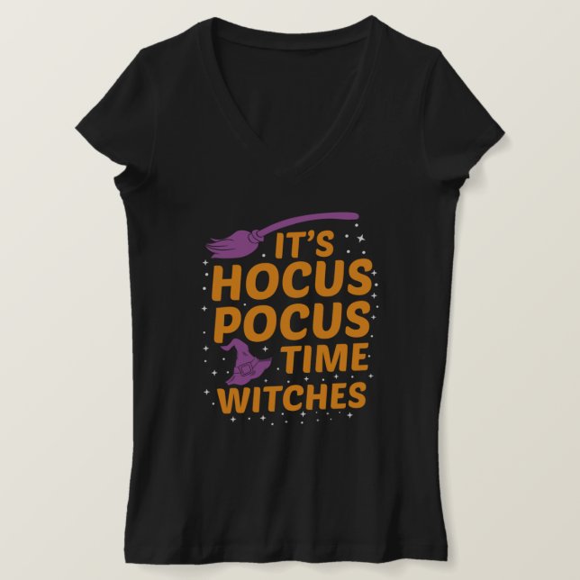 Halloween Hocus Pocus Time Witches Costume T-Shirt (Design Front)