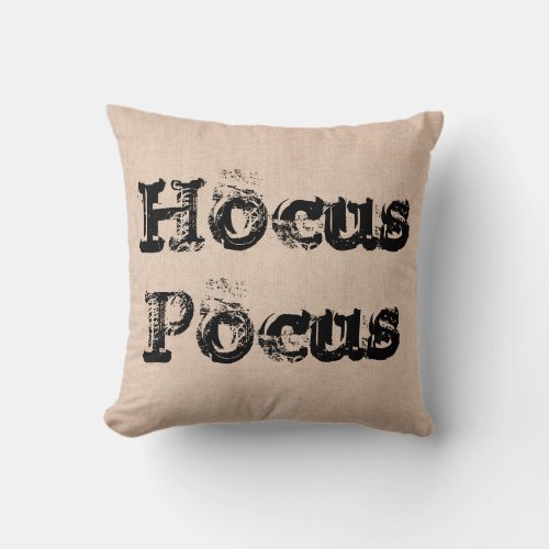 Halloween Hocus Pocus witch burlap Throw Pillow