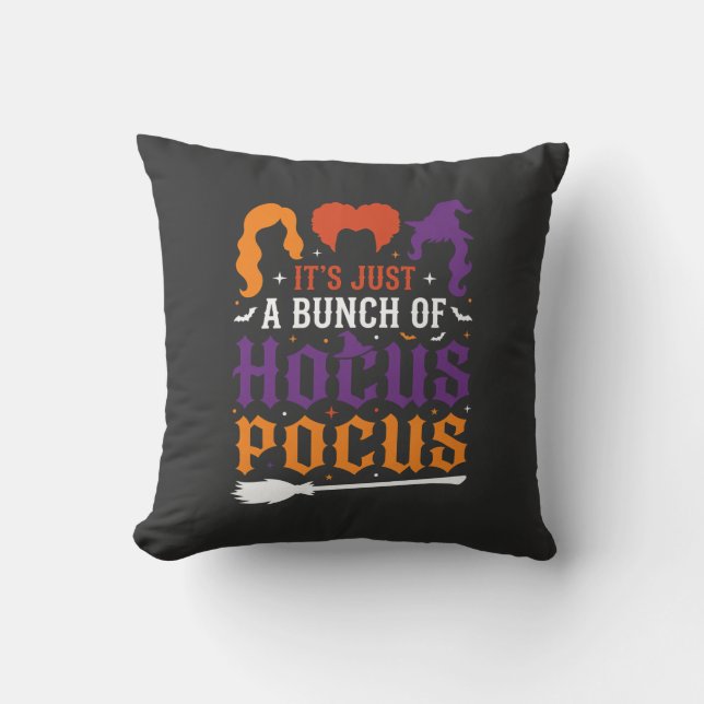 Halloween Hocus Pocus Witch Typography Vector Throw Pillow (Front)