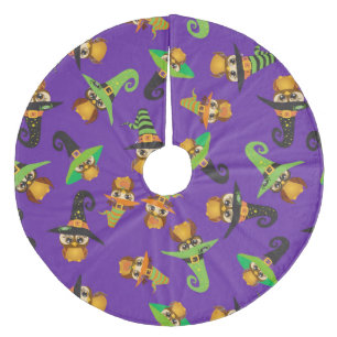 Halloween Holiday Custom Retro Owl Fleece Tree Skirt