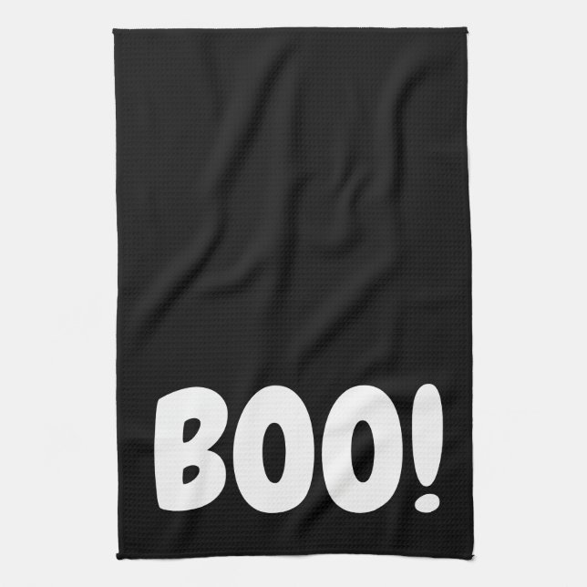 HALLOWEEN HOLIDAY GRAPHIC BOO KITCHEN DISH TOWEL (Vertical)