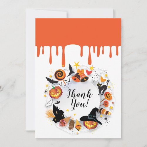 Halloween Holiday Party Symbols Thank You Card
