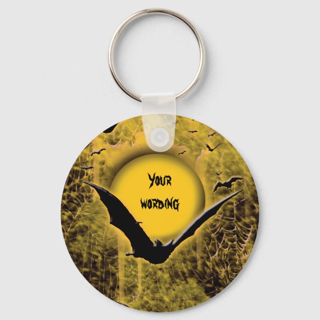 Halloween holidays bat spider web moon keychain (Front)