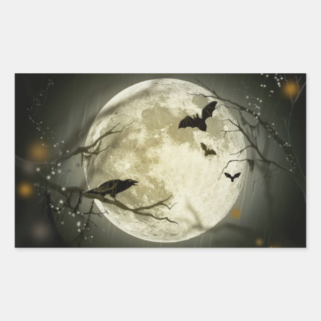 Halloween holidays mystery with fairy tale moon rectangular sticker (Front)