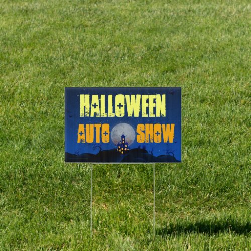 Halloween Home Blue Auto Show Yard Sign