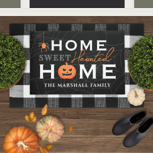Halloween Home Sweet Haunted Home Family Name Doormat