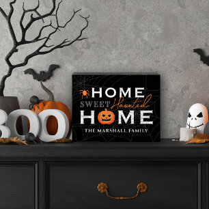 Halloween Home Sweet Haunted Home Family Name Wooden Box Sign