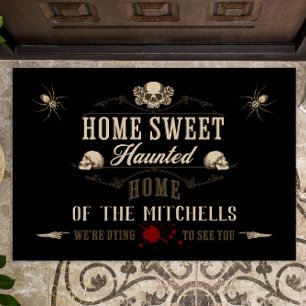 Halloween Home Sweet Haunted Home Spooky Goth Doormat