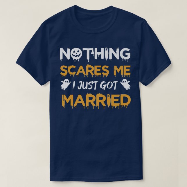 Halloween Honeymoon Couple Wedding I Just Got Marr T-Shirt (Design Front)