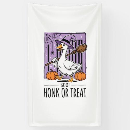 Halloween Honk or Treat Witch Goose Banner