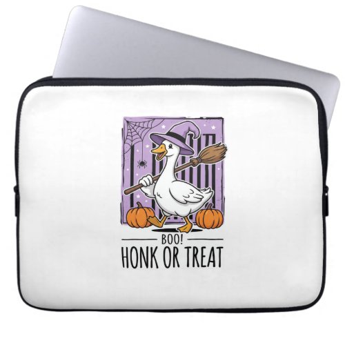 Halloween Honk or Treat Witch Goose Laptop Sleeve