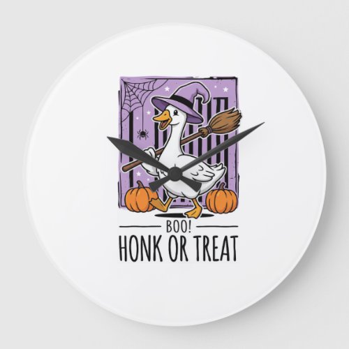 Halloween Honk or Treat Witch Goose Large Clock