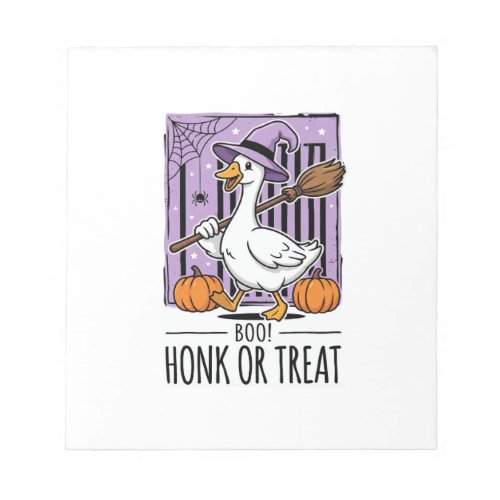 Halloween Honk or Treat Witch Goose Notepad