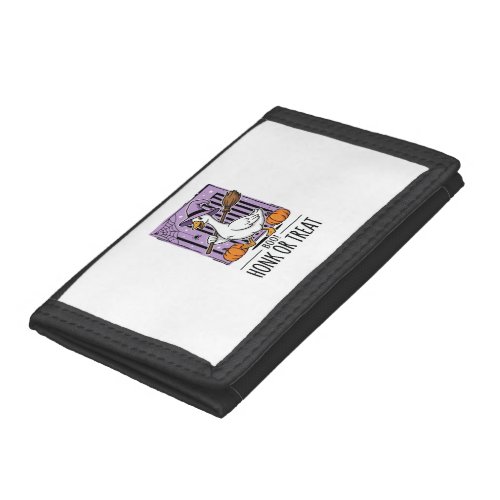 Halloween Honk or Treat Witch Goose Trifold Wallet