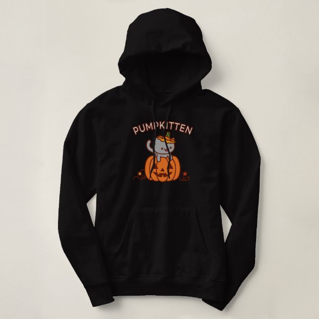 Halloween Hoodie: PUMPKITTEN Halloween Cat Hoodie (Design Front)