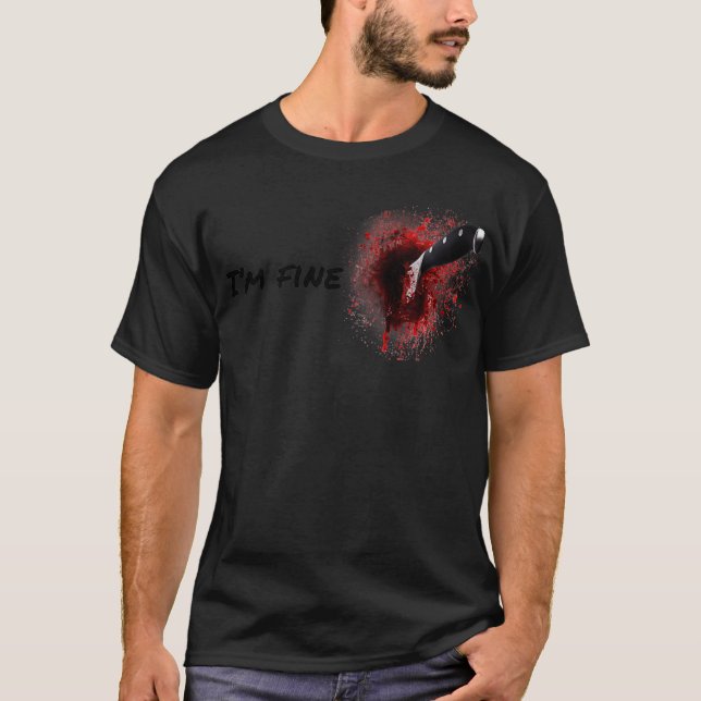 Halloween horror blood stain wound & blood injury  T-Shirt (Front)
