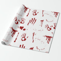 Halloween Horror Bloody Handprints Blood Spatter Wrapping Paper