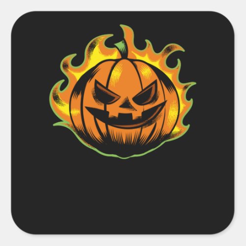 Halloween Horror Fun Cool Monsters Pumpkin Square Sticker