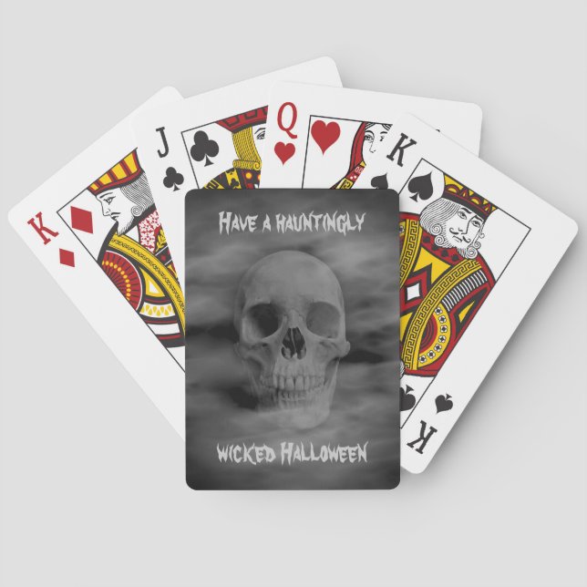 Halloween horror ghostly skull poker cards (Back)
