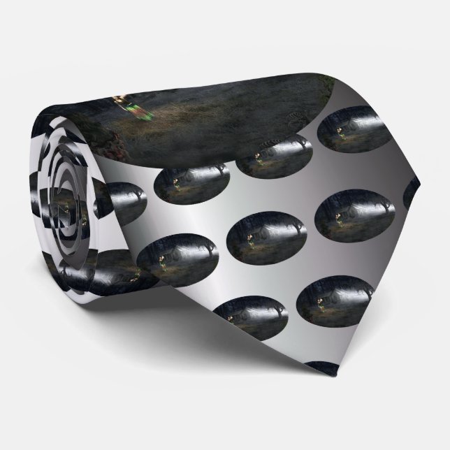 Halloween Horror House Neck Tie (Rolled)