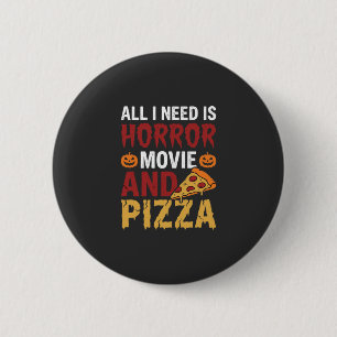 Halloween Horror Movie and Pizza Typography Button