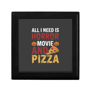 Halloween Horror Movie and Pizza Typography Gift Box
