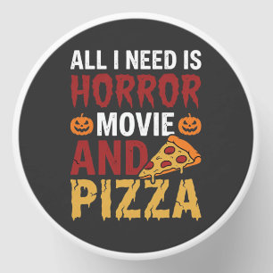Halloween Horror Movie and Pizza Typography Mini Candle Favors