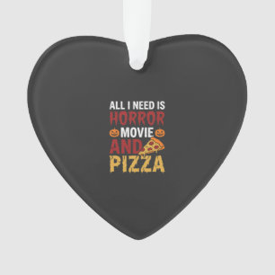Halloween Horror Movie and Pizza Typography Ornament