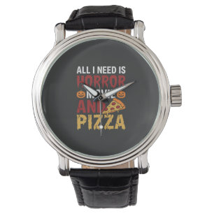 Halloween Horror Movie and Pizza Typography Watch