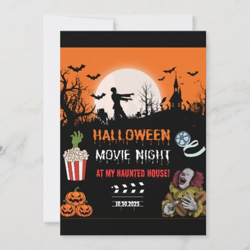 Halloween Horror Movie Night Party Invitation