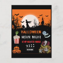 Halloween Horror Movie Night Party Invitation