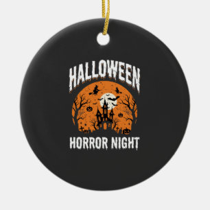 Halloween Horror Night Haunted Castle Vintage Ceramic Ornament