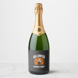 Halloween Horror Night Haunted Castle Vintage Sparkling Wine Label