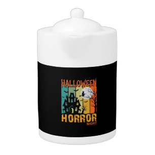 Halloween Horror Night Haunted House Vector_1 Teapot