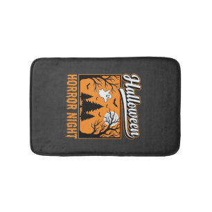 Halloween Horror Night Retro Ghost Forest Bath Mat